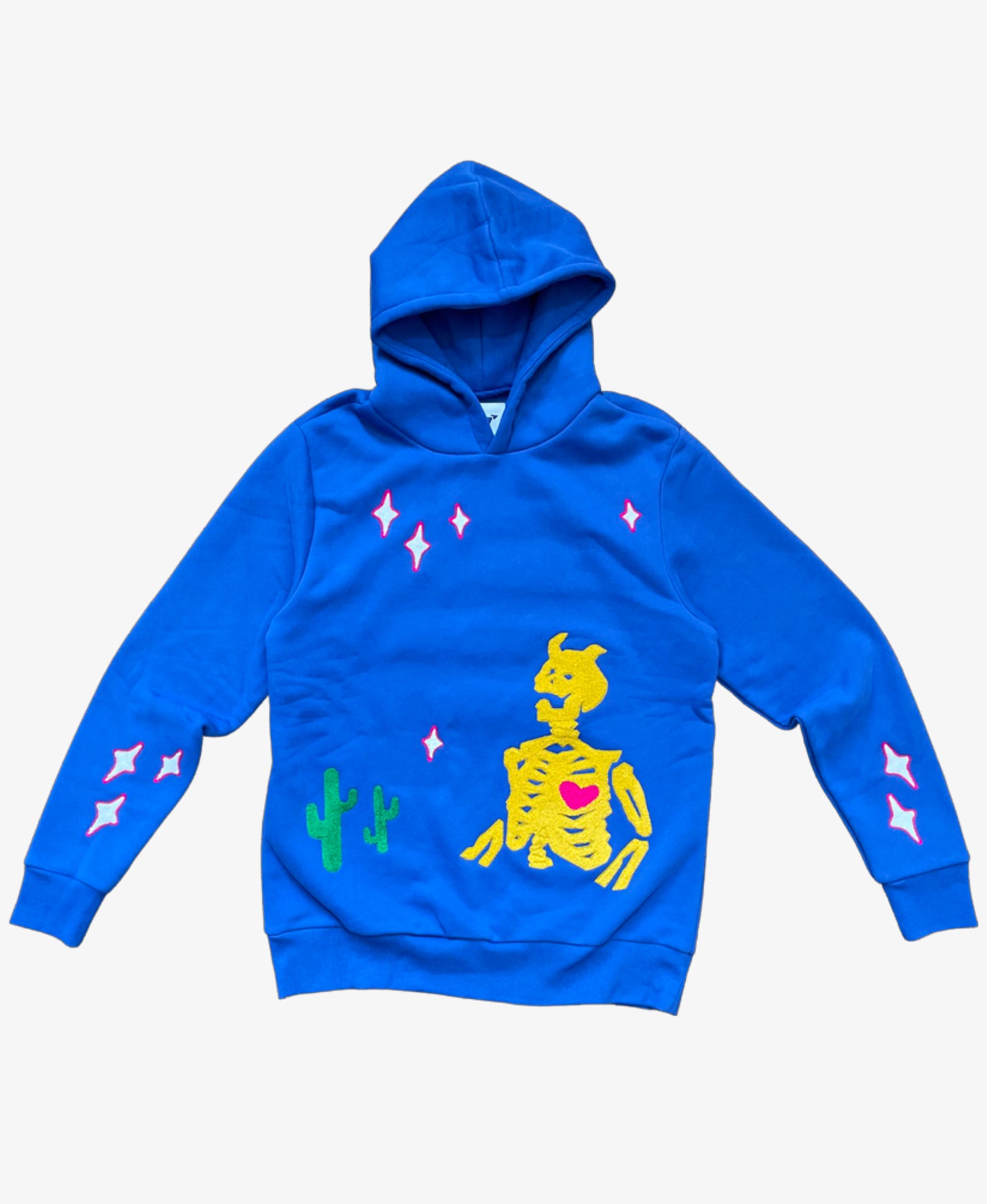 Nostalgia Blue And Yellow Skeleton Hoodie Abstractbyjules