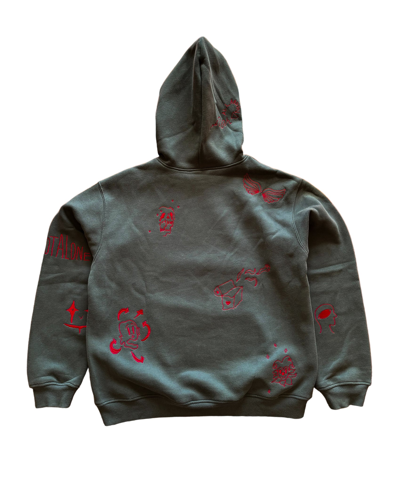 Patchwork Tat Hoodie - Olive