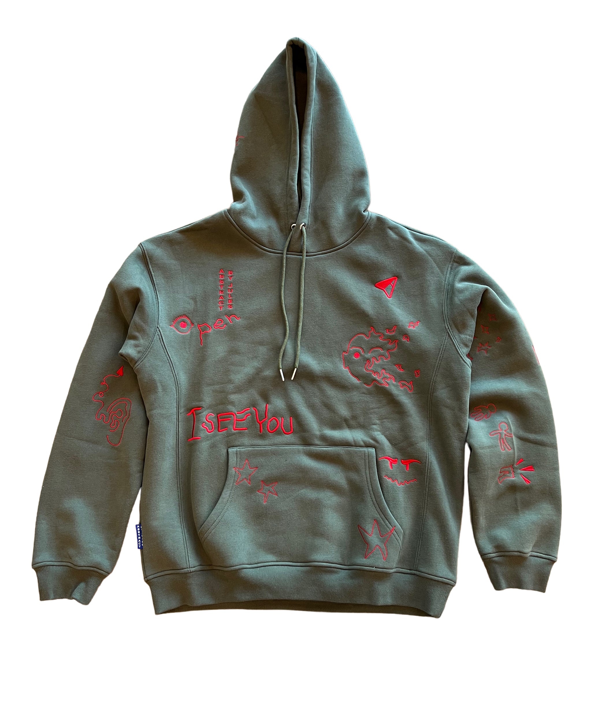 Tattoo Hoodie - Olive/Red – ABSTRACTBYJULES